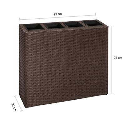 Plantenbak verhoogd met 4 potten poly rattan bruin Plantenbak verhoogd met 4 potten poly rattan bruin