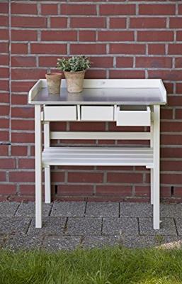 Esschert Design tuinwerktafel met lades (wit) cf29w