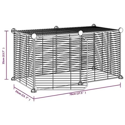 VidaXL Huisdierenkooi met deur 8 panelen 35x35 cm staal zwart