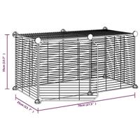VidaXL Huisdierenkooi met deur 8 panelen 35x35 cm staal zwart - thumbnail