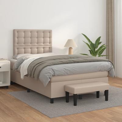 Boxspring met matras kunstleer cappuccinokleurig 120x190 cm - thumbnail