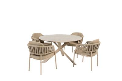 Calma diningset met Prado tafel latte keramiek rond dia. 130 cm Taste - Taste