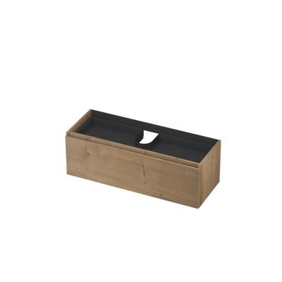 INK - Onderkast 1L met Binnenlade Greeploos Houten Keerlijst Fineer - 1200x450x400 Mm - Ash Grey Fineer
