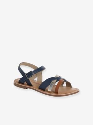 Sandalen met fantasiebandjes van leer voor kinderen veel blauw Sandalen met fantasiebandjes van leer voor kinderen veel blauw