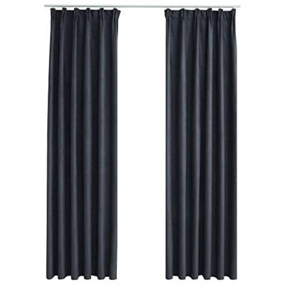 VidaXL Gordijnen verduisterend met haken 2 st 140x245 cm antraciet VidaXL Gordijnen verduisterend met haken 2 st 140x245 cm antraciet