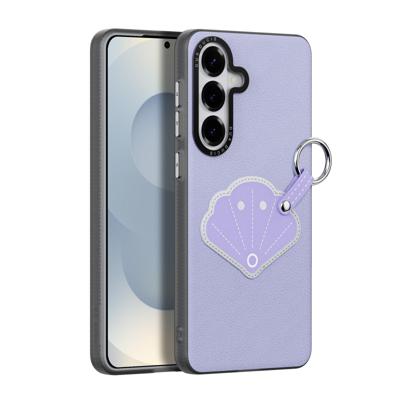 Dux Ducis Luvy Samsung Galaxy S26 Ultra PU-leren backcover hoes met ringhouder - Schelp/Lila Dux Ducis Luvy Samsung Galaxy S26 Ultra PU-leren backcover hoes met ringhouder - Schelp/Lila