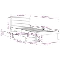Bedframe zonder matras massief grenenhout wit 90x200 cm - thumbnail
