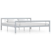 Bedframe metaal grijs en wit 180x200 cm - thumbnail