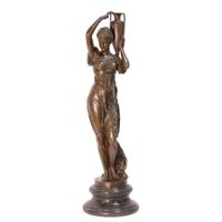 BRONZEN BEELD VAN HEBE MET URN OP SCHOUDER - thumbnail