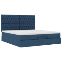 Ottoman bed met matras 160x200cm stof blauw - thumbnail