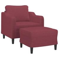 Fauteuil met voetenbank 60 cm stof wijnrood - thumbnail