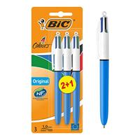 Bic Colours Original 4-kleurenbalpen, medium, klassieke inktkleuren, blauw, op blister 2+1 gratis - thumbnail