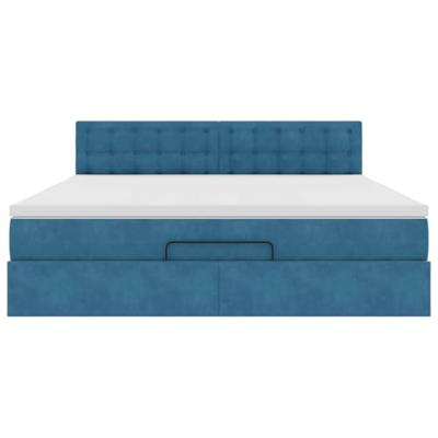 Ottoman bed met matras 180x200 cm fluweel donkerblauw