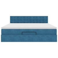 Ottoman bed met matras 180x200 cm fluweel donkerblauw - thumbnail