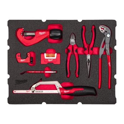 Milwaukee foam inlay geschikt voor alle packout™ gereedschapskoffers met lades voor de loodgieter | 8-delig - 4932493639 Milwaukee foam inlay geschikt voor alle packout™ gereedschapskoffers met lades voor de loodgieter | 8-delig - 4932493639
