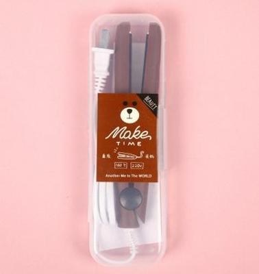Mini professionele haar gereedschap glad gegolfd reizen rechttrekken strijkijzers (koffie Bear)