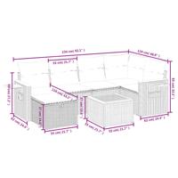 6-delige Loungeset met kussens poly rattan gemengd beige - thumbnail