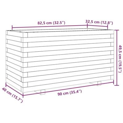 Plantenbak 90x40x49,5 cm massief grenenhout wasbruin