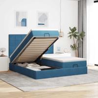 Ottoman bed met matrassen 180x200cm fluweel donkerblauw - thumbnail