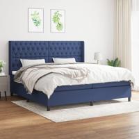 Boxspring met matras stof blauw 200x200 cm - thumbnail