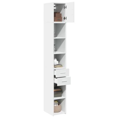 Opbergkast smal 30x42,5x225 cm bewerkt hout wit - thumbnail