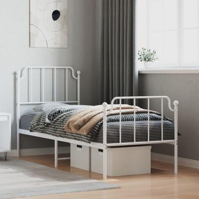 Bedframe met hoofd- en voeteneinde metaal wit 75x190 cm