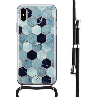 iPhone X/XS hoesje met koord - Blue cubes