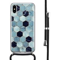 iPhone X/XS hoesje met koord - Blue cubes - thumbnail