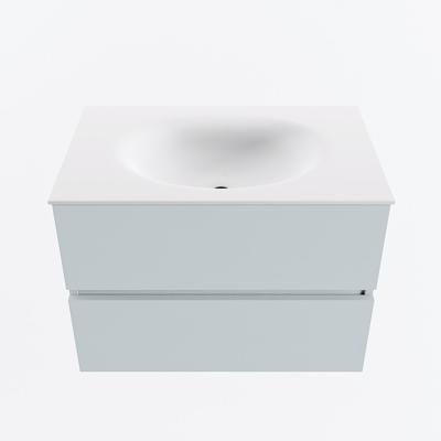MONDIAZ VICA 70cm badmeubel onderkast Clay 2 lades. Wastafel MOON midden zonder kraangat, kleur Talc.
