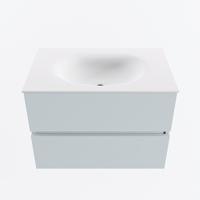 MONDIAZ VICA 70cm badmeubel onderkast Clay 2 lades. Wastafel MOON midden zonder kraangat, kleur Talc. - thumbnail