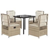 5-delige Tuinset met kussens poly rattan beige - thumbnail