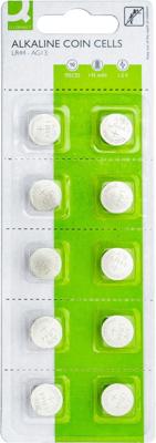 Q-CONNECT knoopcel, alkaline, LR44, blister van 10 stuks