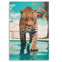 Reinders - Pool Leopard - Glasschilderij 78x116cm - thumbnail