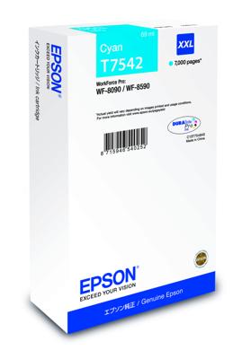 T7542 - 69 ml - XXL formaat - cyaan - origineel - inktcartridge - voor WorkForce Pro WF-8090, WF-8090 D3TWC, WF-8090DW, WF-8590, WF-8590 D3TWFC, WF-8590DWF T7542 - 69 ml - XXL formaat - cyaan - origineel - inktcartridge - voor WorkForce Pro WF-8090, WF-8090 D3TWC, WF-8090DW, WF-8590, WF-8590 D3TWFC, WF-8590DWF