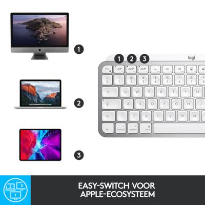 Logitech MX Keys Mini Mac toetsenbord Draadloos Wit Azerty Frans Logitech MX Keys Mini Mac toetsenbord Draadloos Wit Azerty Frans