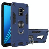 Voor Samsung Galaxy A8+ (2018) 2 in 1 Armour Series PC + TPU beschermhoes met ringhouder(Sapphire Blue) - thumbnail