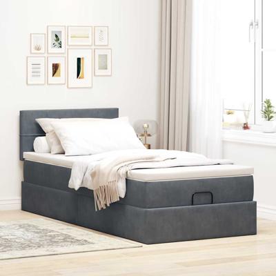 Ottoman bed met matras en LED's 140x190cm fluweel donkergrijs