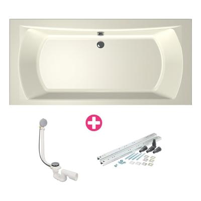 Xenz Robijn Duobad - 180x80x48 - afvoer Midden - acryl - pergamon 6987-02