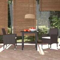 3-delige Tuinset met kussens poly rattan bruin - thumbnail
