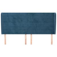 Hoofdbord met randen 183x23x118/128 cm fluweel donkerblauw - thumbnail