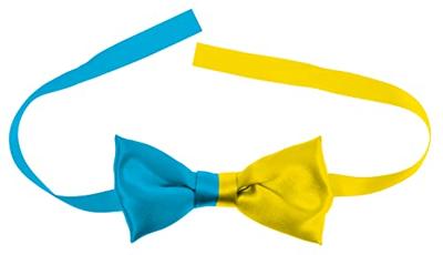 Strikje Colorblock Blauw/Geel - thumbnail