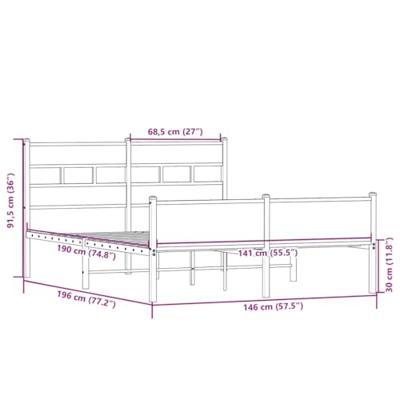 Bedframe zonder matras hout sonoma eikenkleurig 140x190 cm