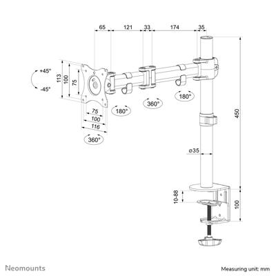 Neomounts NM-D135WHITE monitorarm