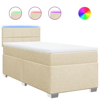 Boxspring met matras stof crèmekleurig 200x200 cm - thumbnail