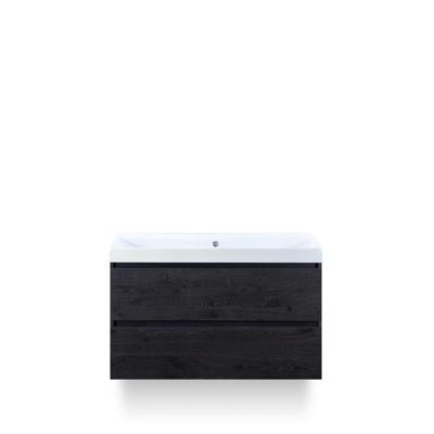 Maxx XL Badmeubelset 100 cm - Black Oak - Wastafel Just Zonder kraangat