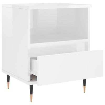 Nachtkastjes 2 st 40x35x50 cm bewerkt hout hoogglans wit