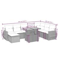 9-delige Loungeset met kussens poly rattan zwart - thumbnail
