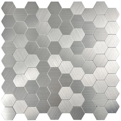 Zelfklevende Mozaïek Tegel - Afimera Hexagon - Geborsteld Zilver - 291x286x4mm