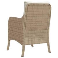 Tuinstoelen 2 st met kussens poly rattan beige - thumbnail