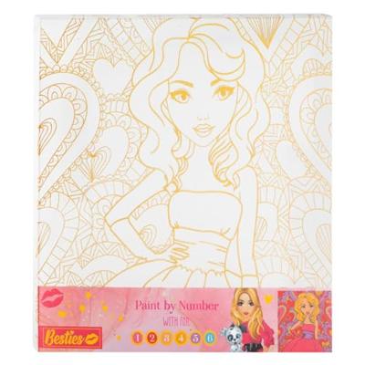 Besties canvas schilderen op nummer, 30x30cm